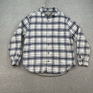 Relwen Chamois Lined Flannel Button Down Shirt Mens XL Blue White Plaid Heavy